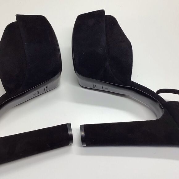 Saint Laurent Jodie Black Suede Platform Heels with Ankle Strap | Size EU 39 - Picture 16 of 16
